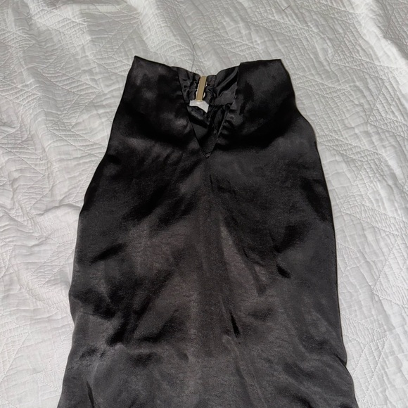 Unstoppable | BLACK SATIN CROSS OVER HALTERNECK MAXI DRESS - Picture 2 of 6